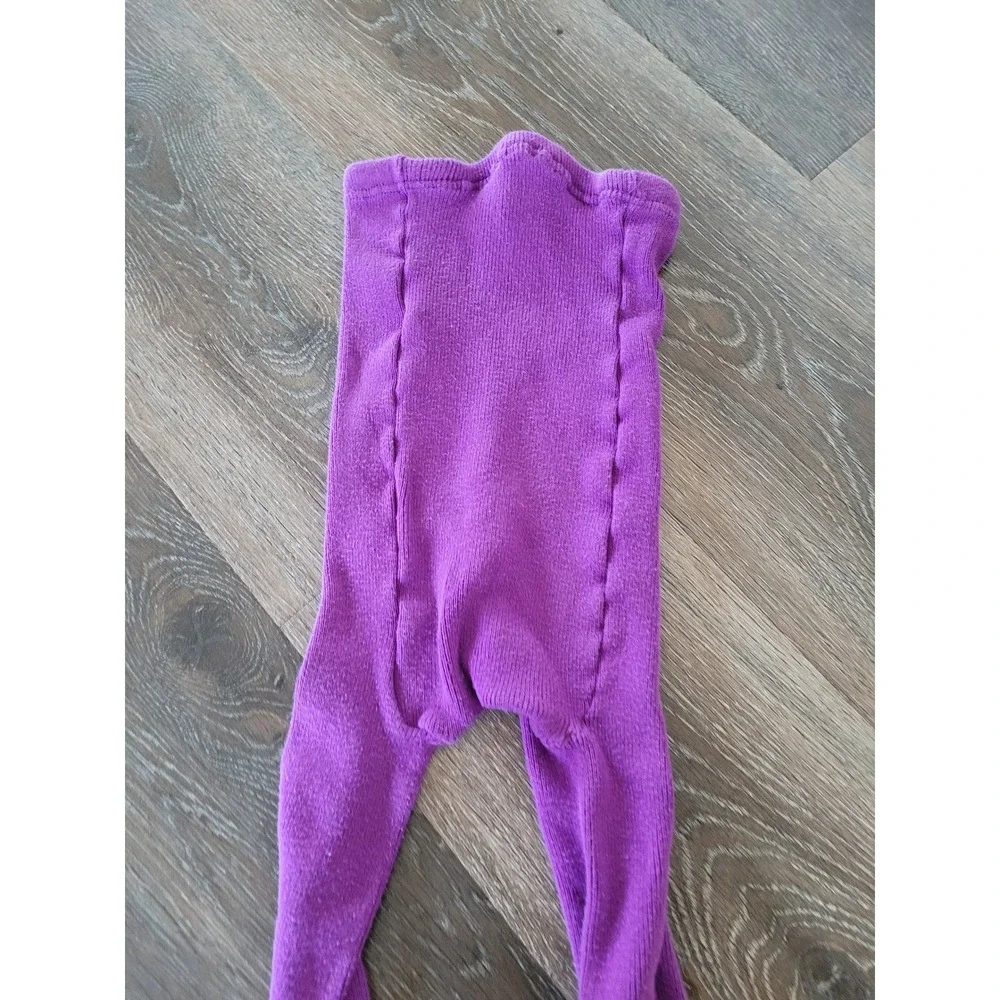 Hanna Andersson Girls Purple Ribbed Knit Footed Tights 140 size 10 #8